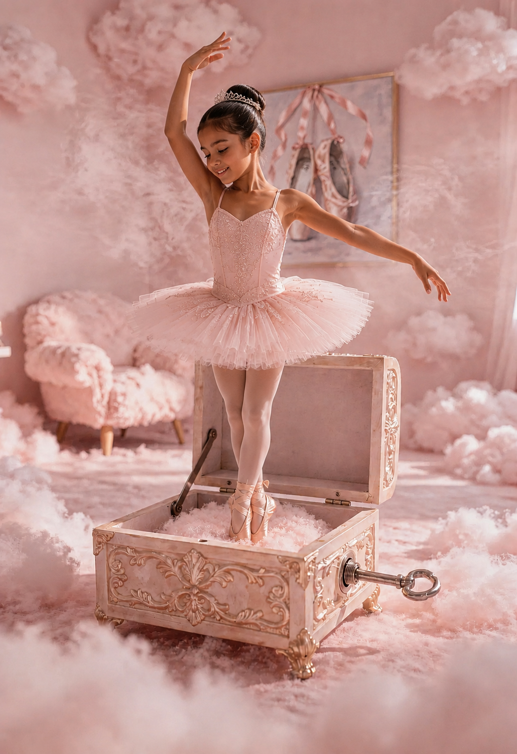 Ballerina Digital Background with Music Box, Ballet Studio Digital Backdrop, Pink Ballerina Studio Digital Backdrop — Set of 8 JPG Files - Thumbnail 8