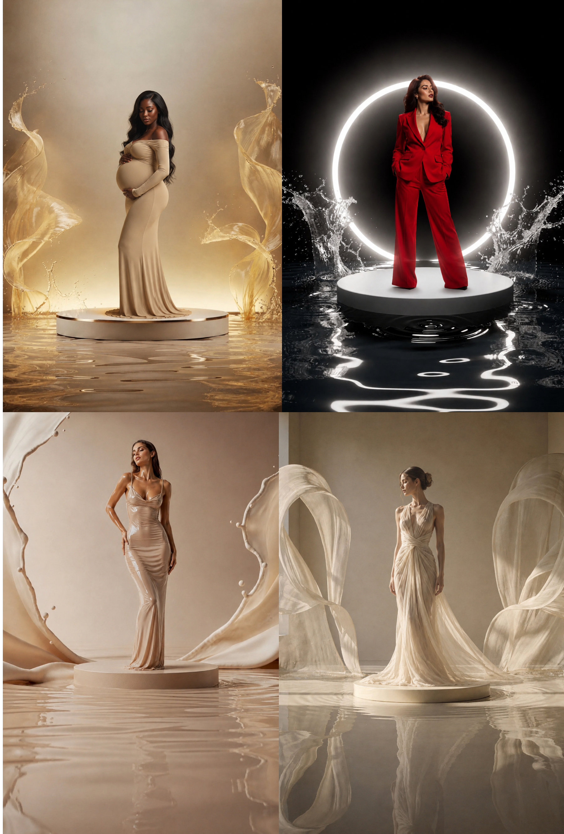 25 Water Splash Podium Digital Backdrops, Black Stage Spotlight Backgrounds, Fine Art Podium Set, Diverse Styles, Photoshop Composite JPG - Thumbnail 4