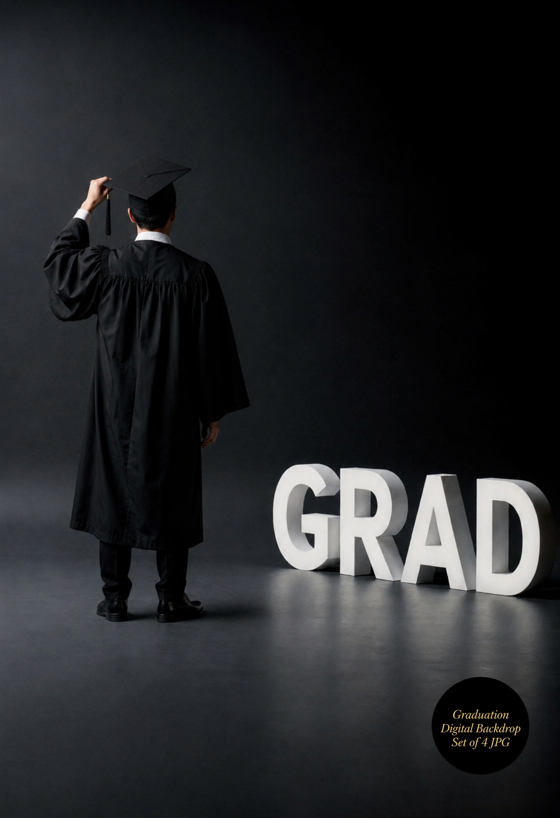 Graduation Digital Backdrop Set | 2026 Senior Photo Backgrounds with 3D GRAD Letters, 4 JPGs - Thumbnail 4