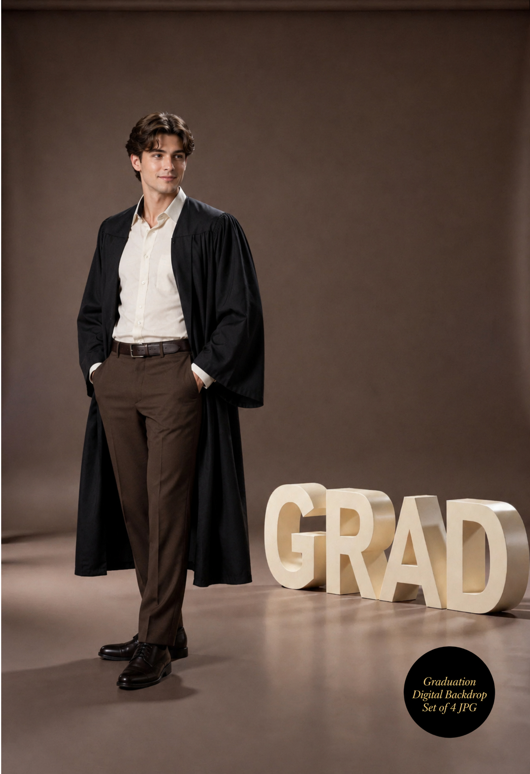 Graduation Digital Backdrop Set | 2026 Senior Photo Backgrounds with 3D GRAD Letters, 4 JPGs - Thumbnail 5