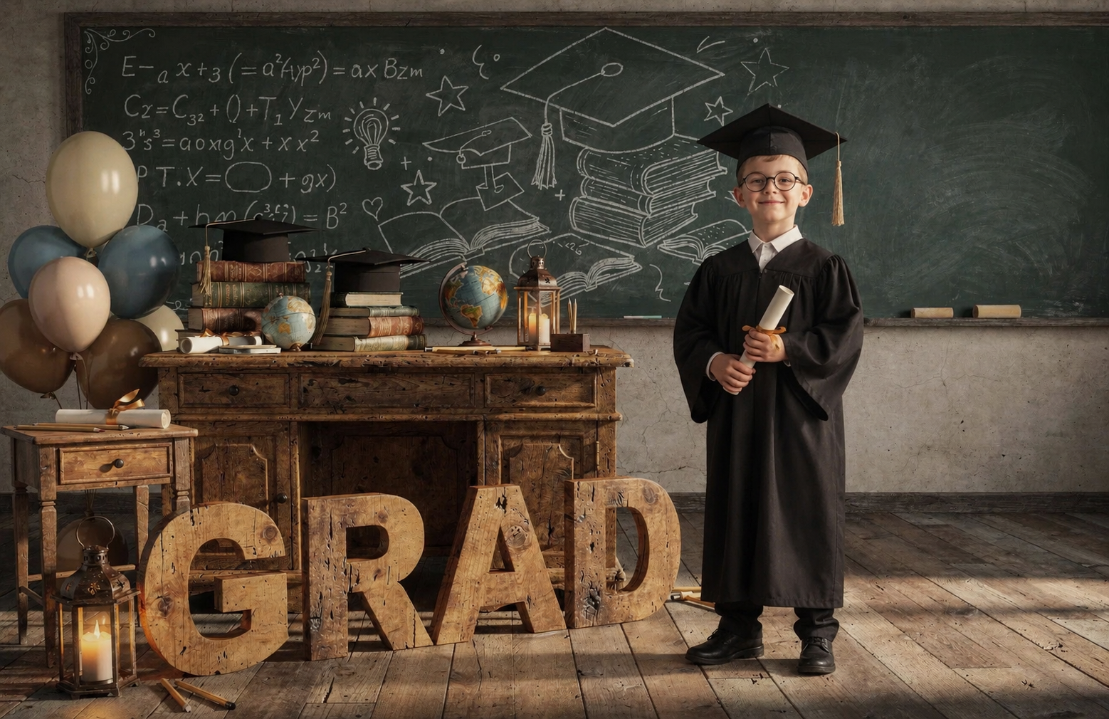 Kindergarten Graduation Digital Backdrop | Colorful GRAD Letters | School Portrait PSD Overlay | Preschool Graduation Background | 10 JPGs - Thumbnail 3