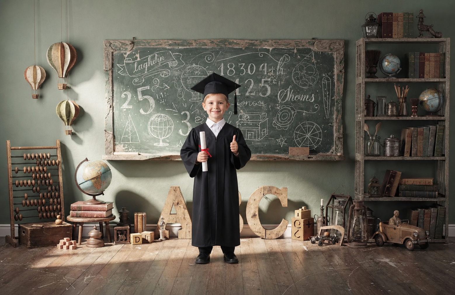 Kindergarten Graduation Digital Backdrop | Colorful GRAD Letters | School Portrait PSD Overlay | Preschool Graduation Background | 10 JPGs - Thumbnail 6