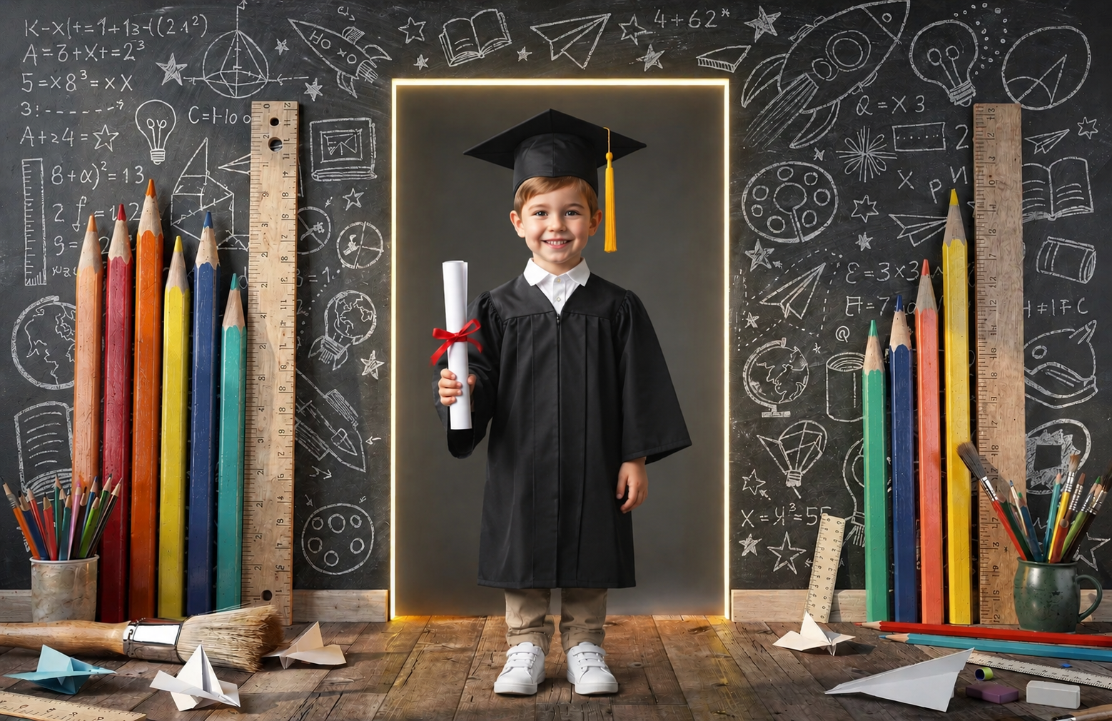 Kindergarten Graduation Digital Backdrop | Colorful GRAD Letters | School Portrait PSD Overlay | Preschool Graduation Background | 10 JPGs - Thumbnail 7