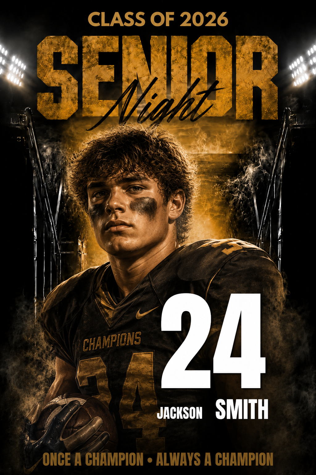 Football Senior Night Poster Template | Editable in Canva | Custom Sports Banner, Memory Mate & Team Cards | Football Background - Thumbnail 2