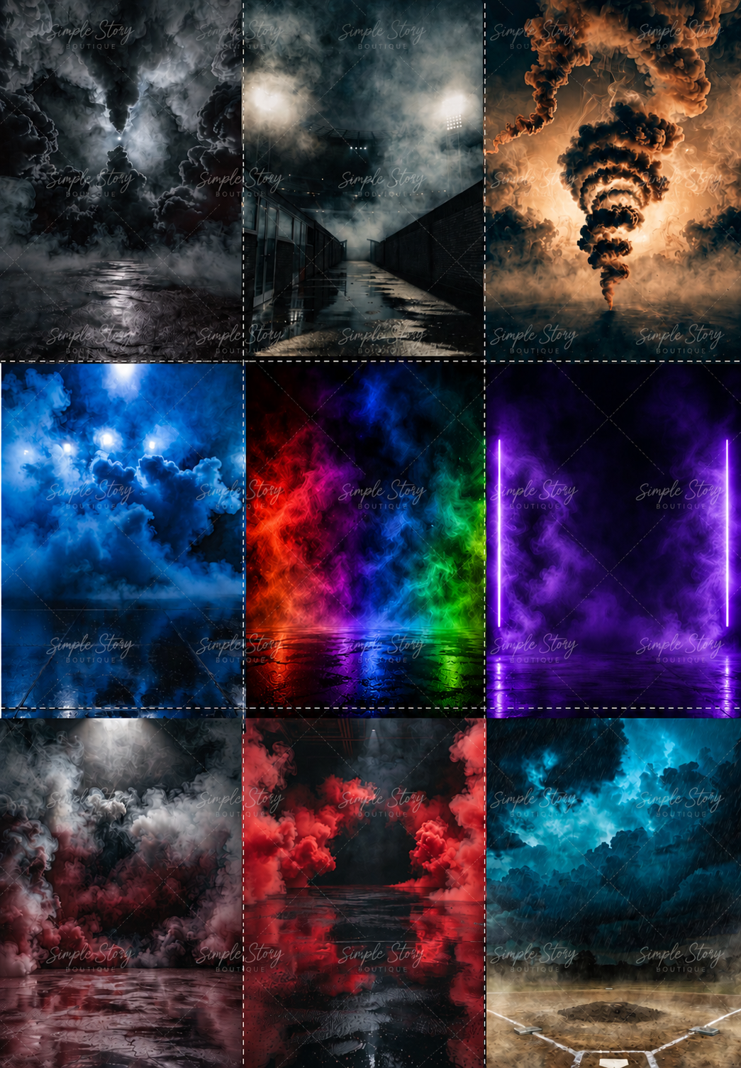 50 Colorful Smoke Sports Digital Backdrops | Senior Night Athlete Portraits | JPG Background Bundle - Thumbnail 6