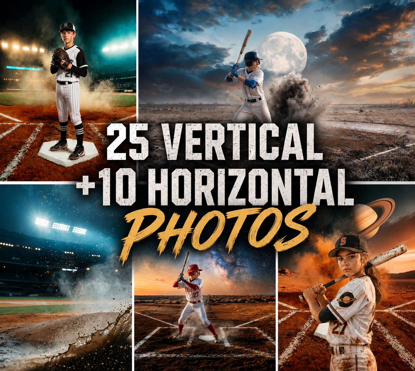 35 Baseball Digital Backdrops: Stadium Lights, Smoke Effects, Sports Photo Backgrounds, Baseball Photoshop Overlay, Team Portrait Backdrop - Thumbnail 3