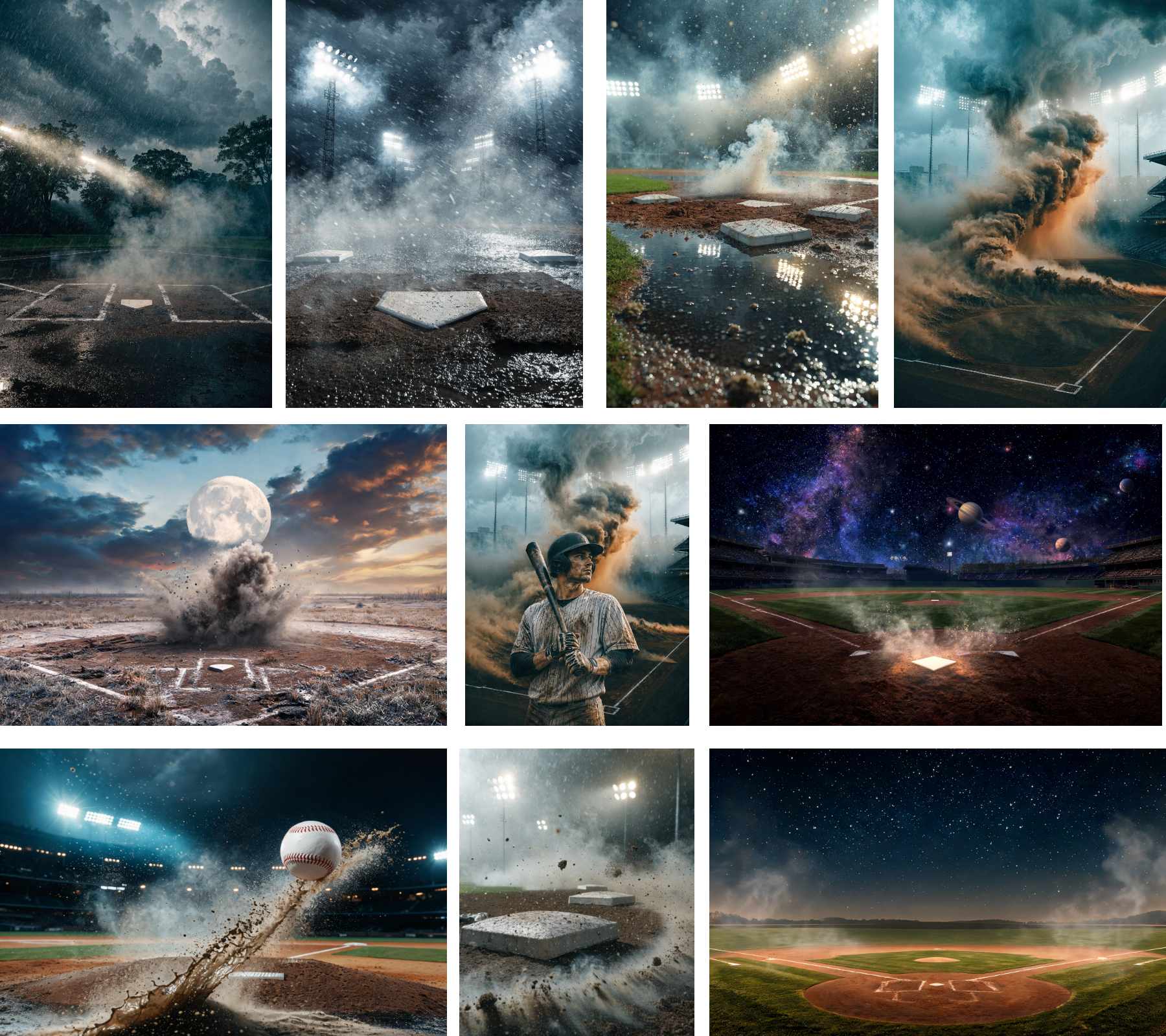 35 Baseball Digital Backdrops: Stadium Lights, Smoke Effects, Sports Photo Backgrounds, Baseball Photoshop Overlay, Team Portrait Backdrop - Thumbnail 4