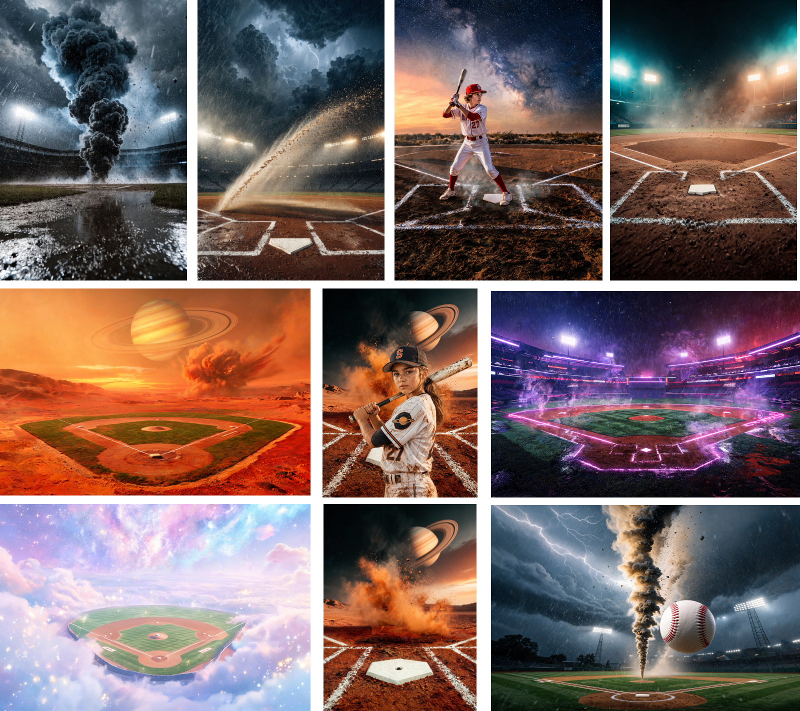 35 Baseball Digital Backdrops: Stadium Lights, Smoke Effects, Sports Photo Backgrounds, Baseball Photoshop Overlay, Team Portrait Backdrop - Thumbnail 5