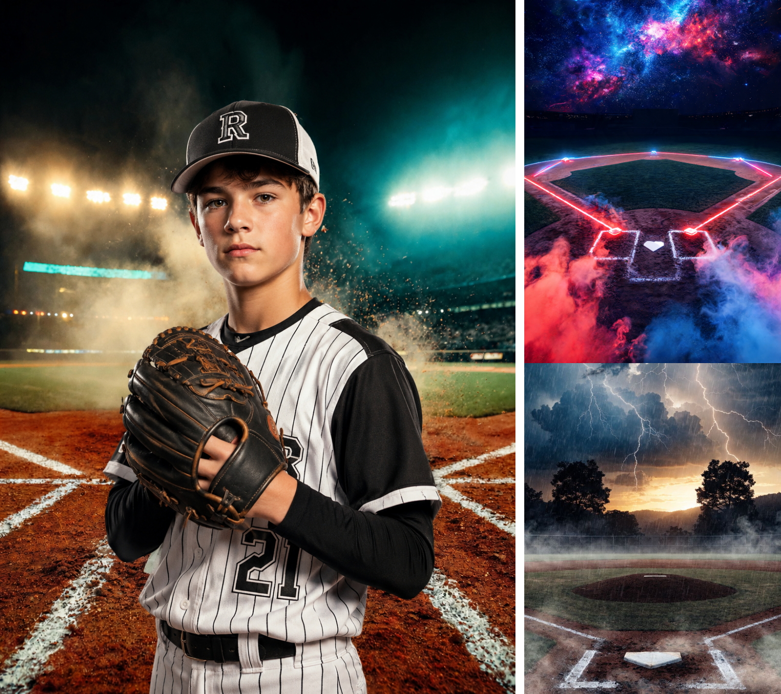 35 Baseball Digital Backdrops: Stadium Lights, Smoke Effects, Sports Photo Backgrounds, Baseball Photoshop Overlay, Team Portrait Backdrop - Thumbnail 6