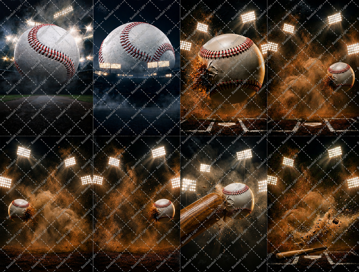 35 Baseball Light Digital Backdrops PNG JPG, Sports Photography Backgrounds, Editable Baseball Photoshop Templates, Sports Photo Backgrounds - Thumbnail 11