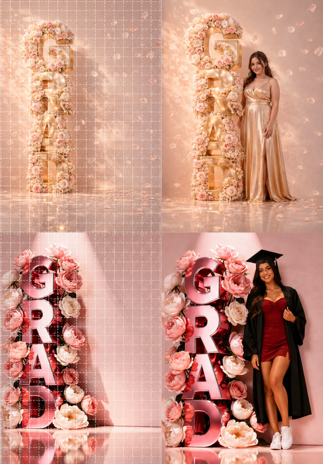 Pink Graduation Digital Backdrop Set | 2026 Senior Photo Backgrounds with 3D GRAD Letters, 6 JPGs - Thumbnail 3
