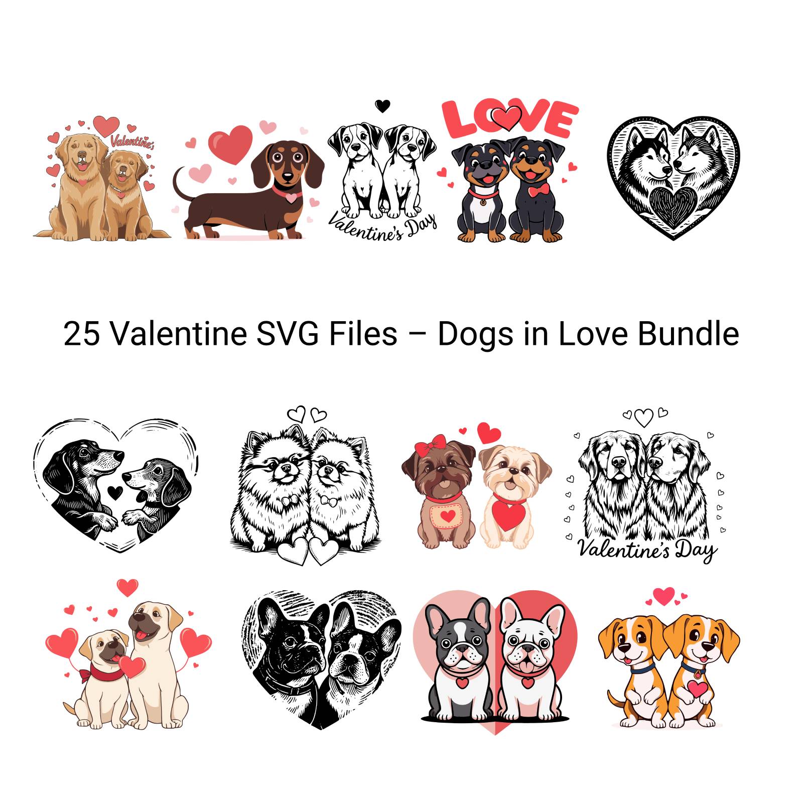 25 Valentine’s Day Love Dogs – SVG, PNG, JPG & PDF Bundle - Thumbnail 3