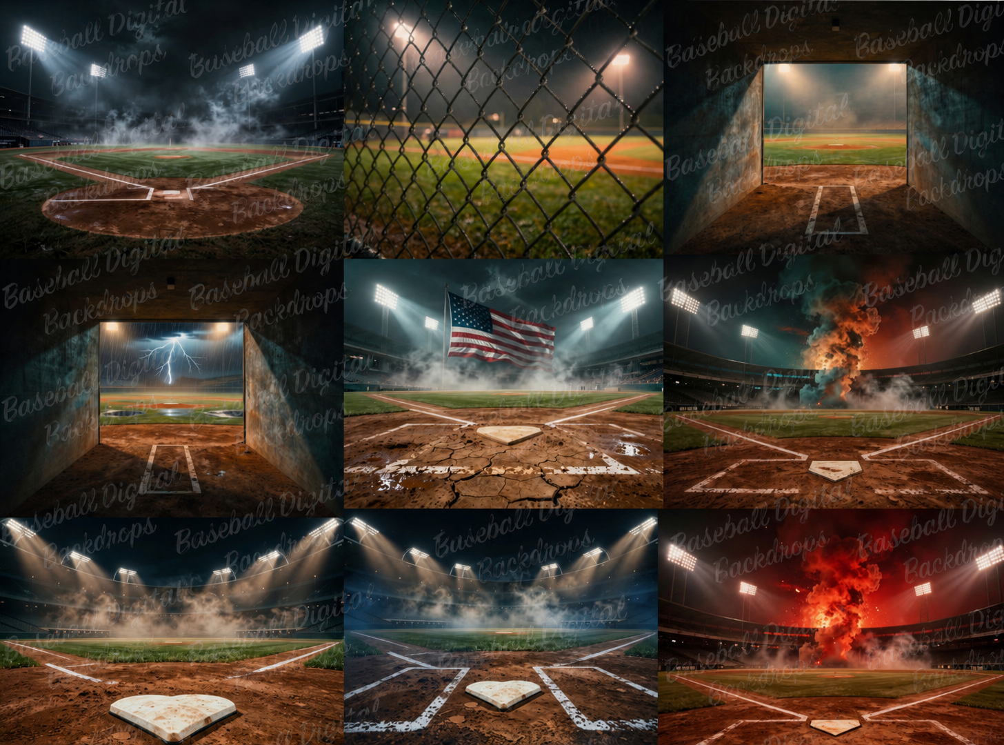 50 Baseball Digital Backdrops – Baseball Stadium Backgrounds, Stormy Skies, Night Games, JPG Files - Thumbnail 9