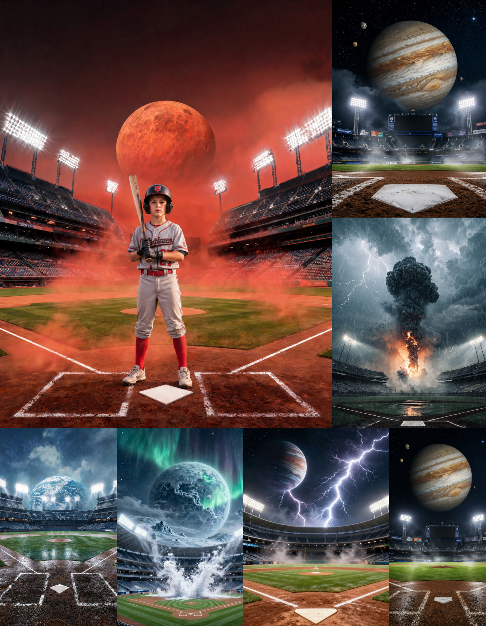 35 Cosmic Baseball Stadium Digital Backdrops, Space Sports Backgrounds, Galaxy Stadiums, JPG Files - Thumbnail 4