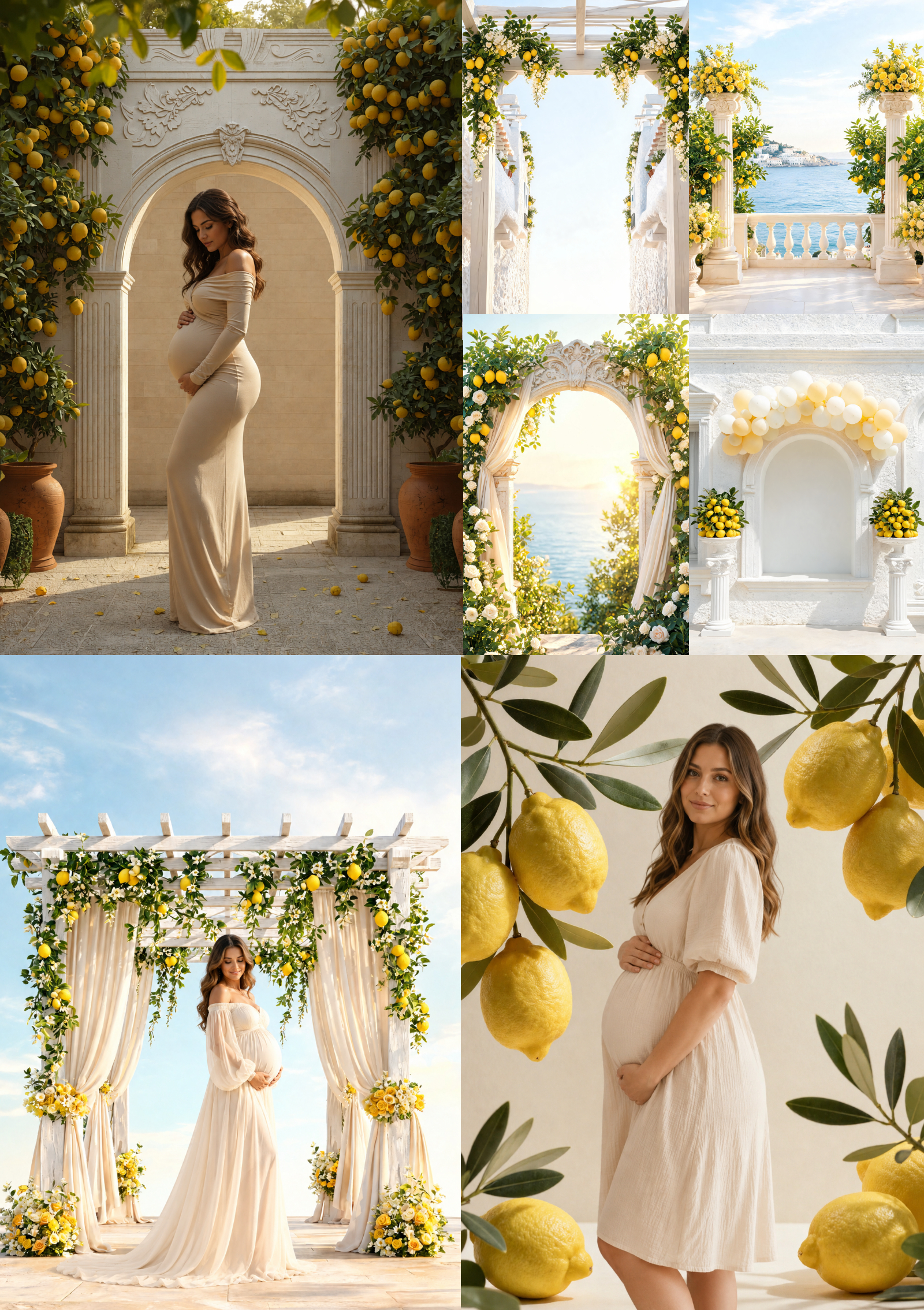 Italian Summer Baby Shower Backdrop Bundle, 40 Lemon & Olive Digital Backgrounds, Mediterranean Maternity Portrait Backdrops, JPG Download - Thumbnail 11