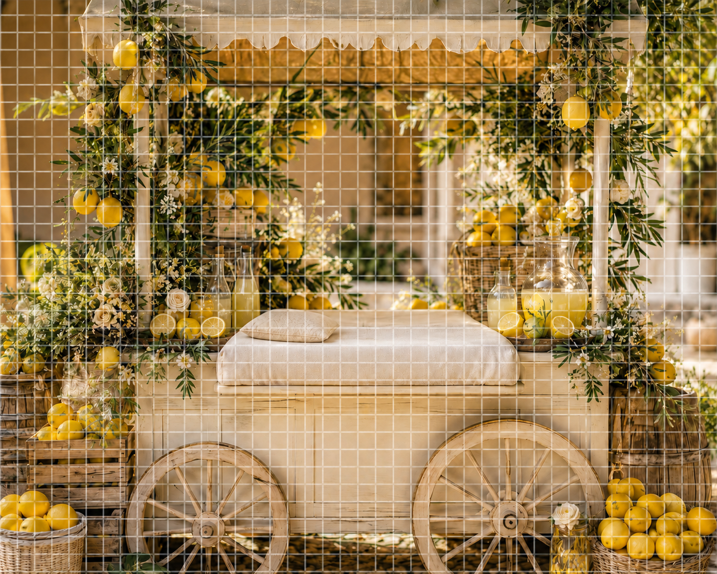 Set of 2 Lemon Newborn Digital Backdrops, Lemonade Stand Baby Composite, Newborn Photoshop Background, Summer Citrus Photography Backdrop, Rustic Lemon Market Scene - Thumbnail 3