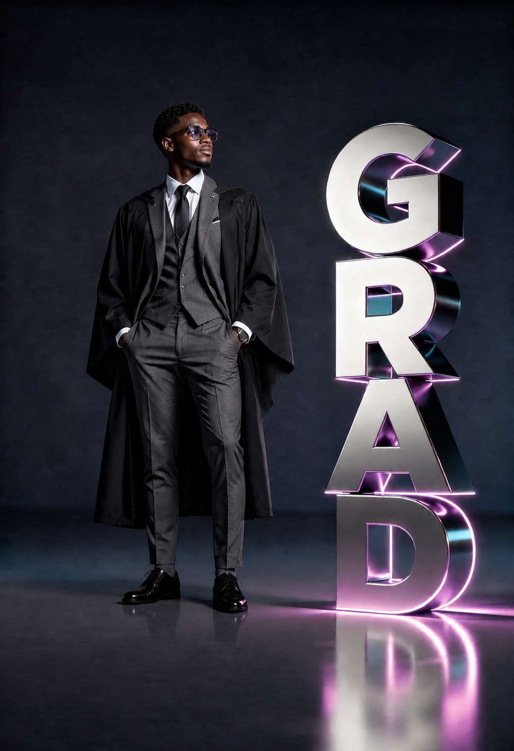 Graduation Digital Backdrop Set | 2026 Senior Photo Backgrounds with 3D GRAD Letters, 4 JPGs - Thumbnail 4