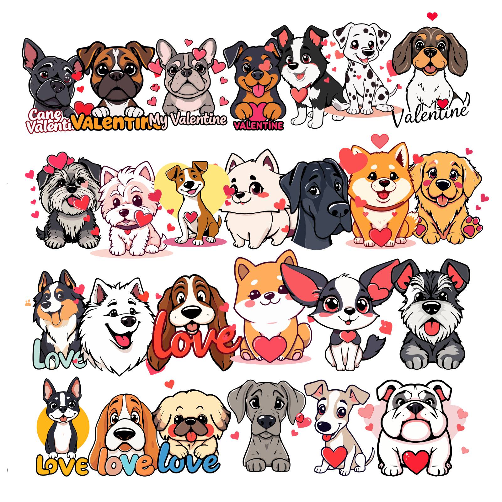 ❤️ Valentine’s Day Dog Breeds SVG & PNG Bundle – 50 Designs - Thumbnail 2