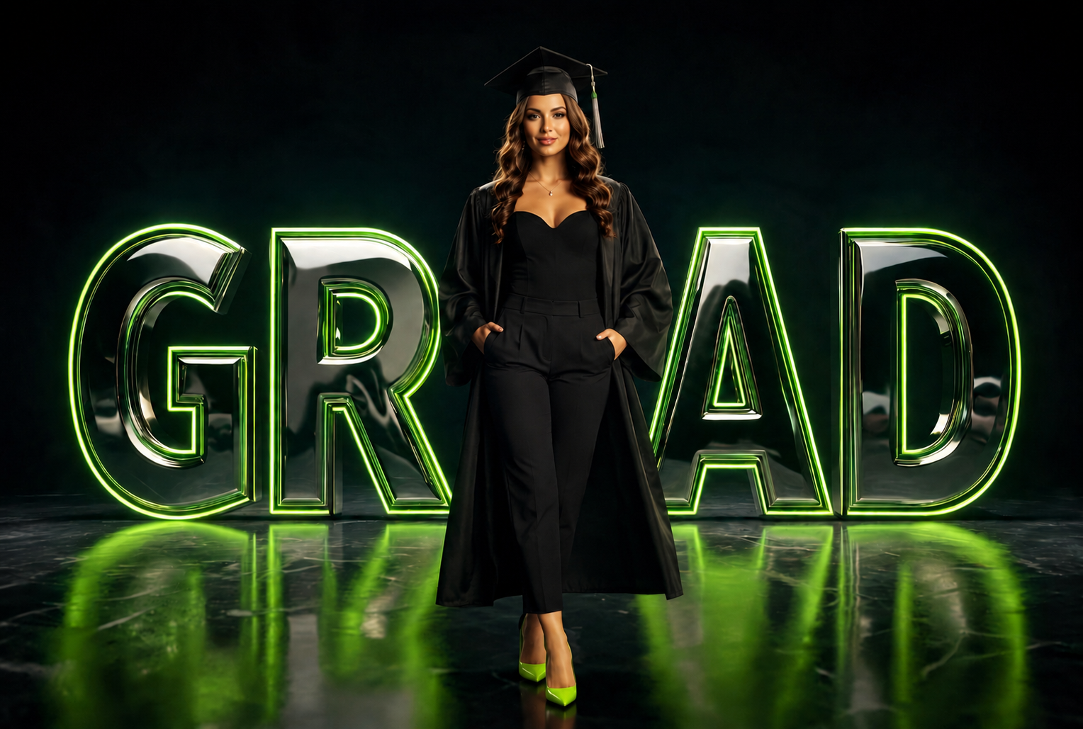 Neon Graduation Digital Backdrop, Grad Party Digital Background, Class of 2026 Photo Booth Backdrop, 15 JPG Files, Instant Download - Thumbnail 3