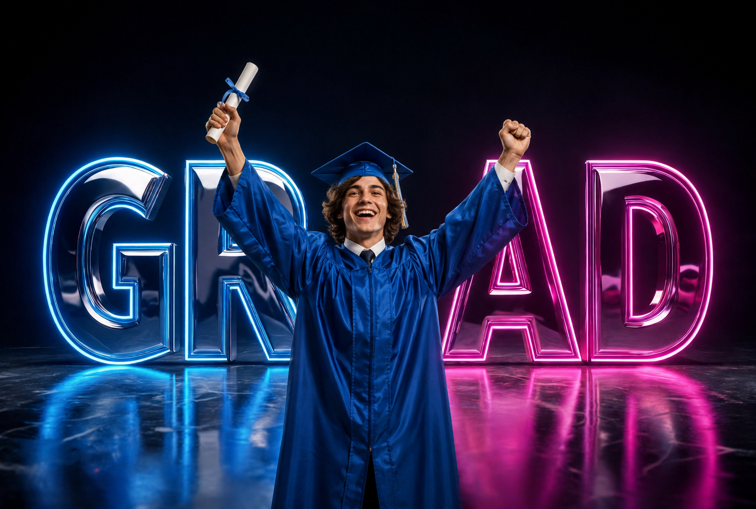 Neon Graduation Digital Backdrop, Grad Party Digital Background, Class of 2026 Photo Booth Backdrop, 15 JPG Files, Instant Download - Thumbnail 9