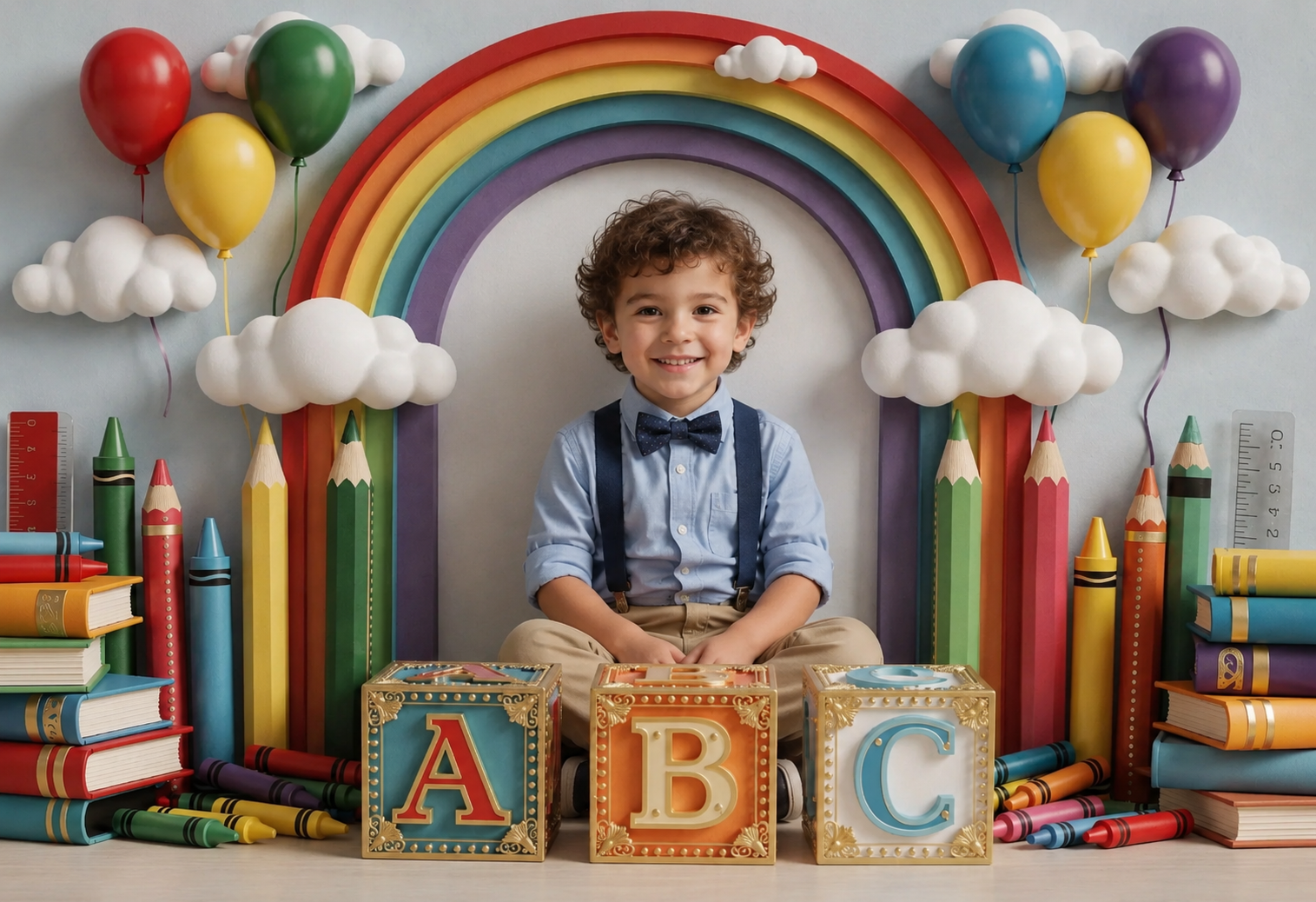 Rainbow Classroom School Photo Backdrop Bundle, Kindergarten Graduation Digital Backdrops, 20 JPG Backgrounds - Thumbnail 3