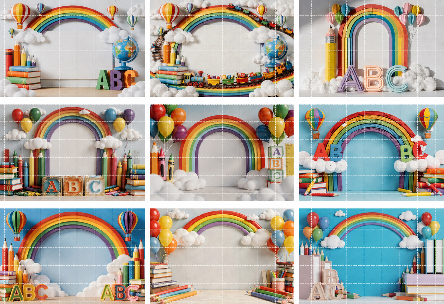 Rainbow Classroom School Photo Backdrop Bundle, Kindergarten Graduation Digital Backdrops, 20 JPG Backgrounds - Thumbnail 11