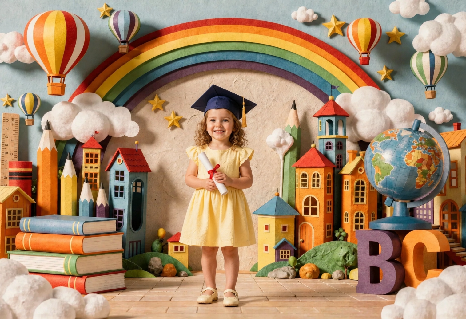 Create bright and memorable school portraits with this Rainbow Classroom School Photo Backdrop. - Thumbnail 2