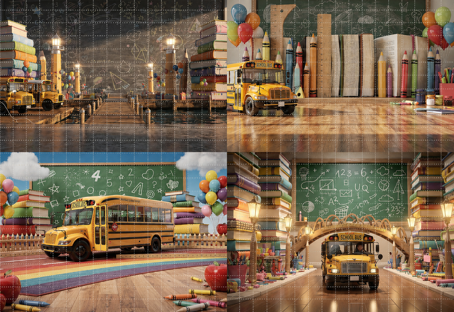 20 Back to School School Bus Digital Backdrops Bundle | School Portrait Backgrounds | Composite Photo Templates | Classroom Photography - Thumbnail 11