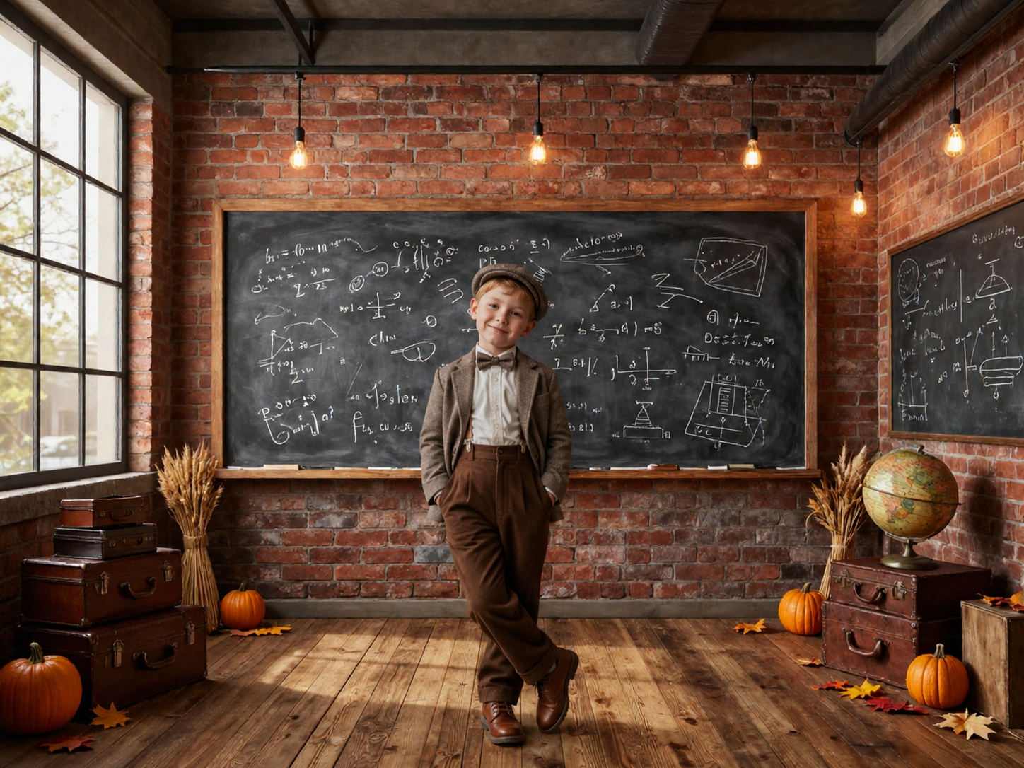 30 Fall Classroom Digital Backdrops, Back to School Backgrounds, Autumn School Portrait Backdrops, Vintage Classroom Photo Bundle - Thumbnail 4