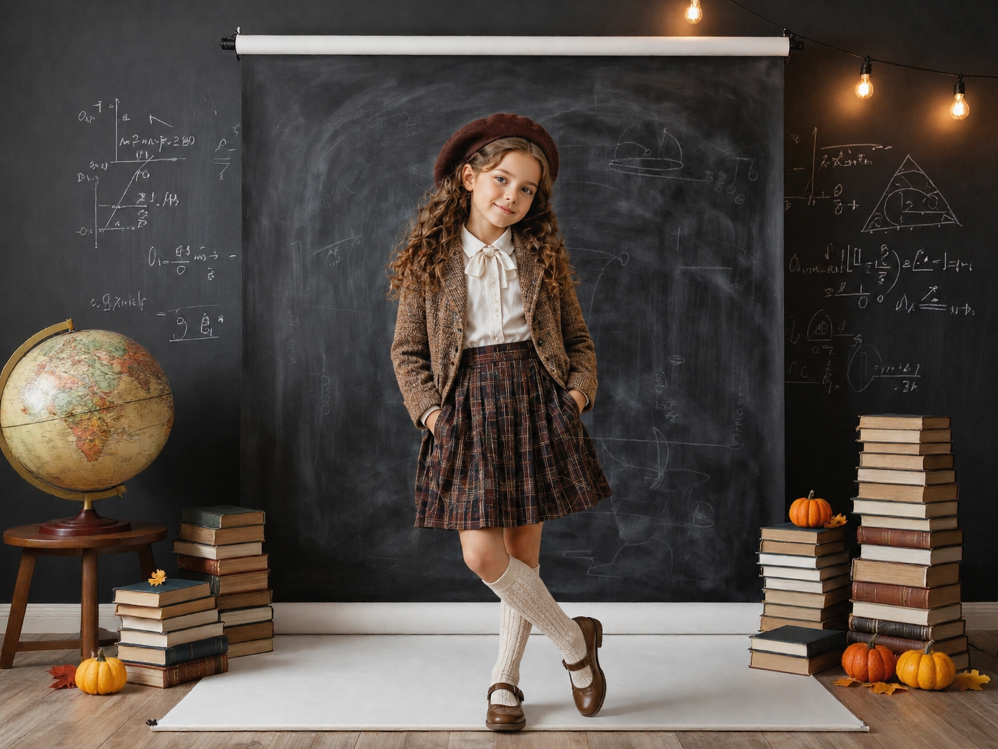 30 Fall Classroom Digital Backdrops, Back to School Backgrounds, Autumn School Portrait Backdrops, Vintage Classroom Photo Bundle - Thumbnail 6