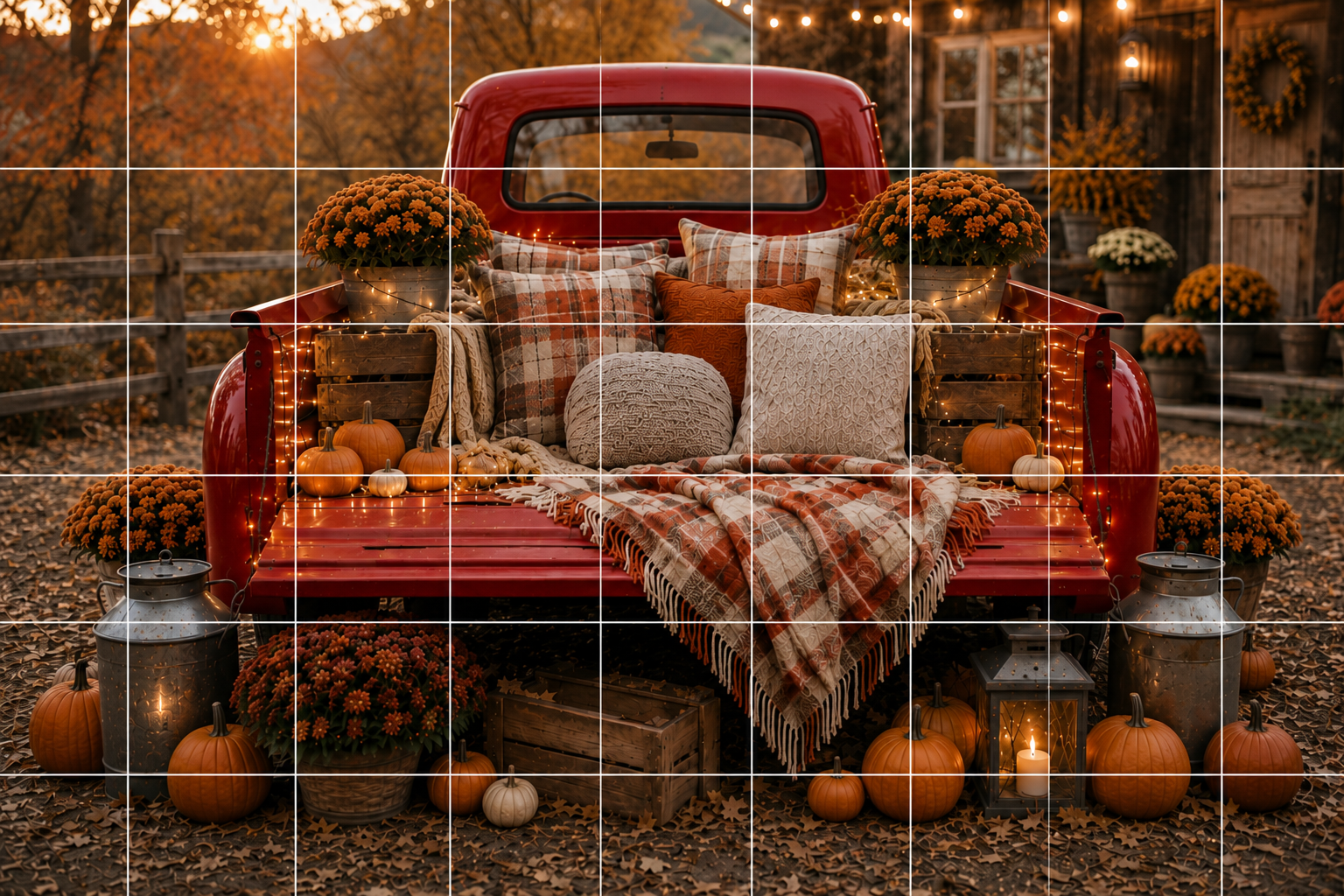 Autumn Digital Background, Fall Truck Backdrop, Pumpkin Portrait Background, Rustic Farm Fall Scene, Autumn Photography Backdrop - Thumbnail 3