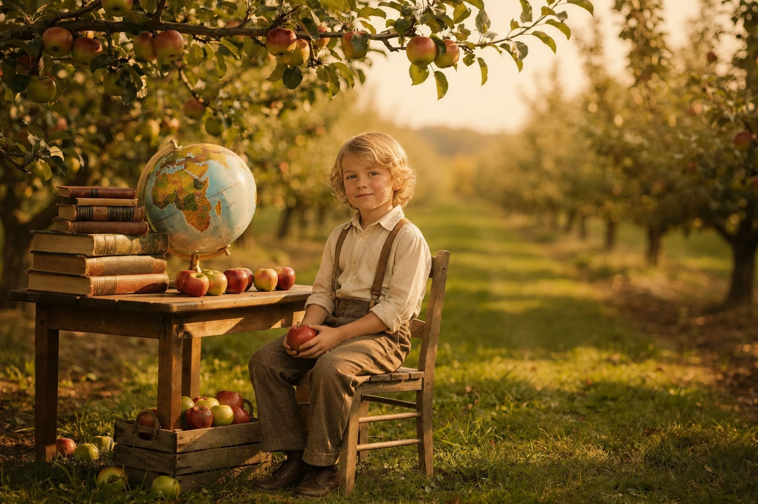 30 Back to School Apple Orchard Digital Backdrop Bundle, Fall School Portrait Background, Kindergarten Photography Prop, JPG Download - Thumbnail 5