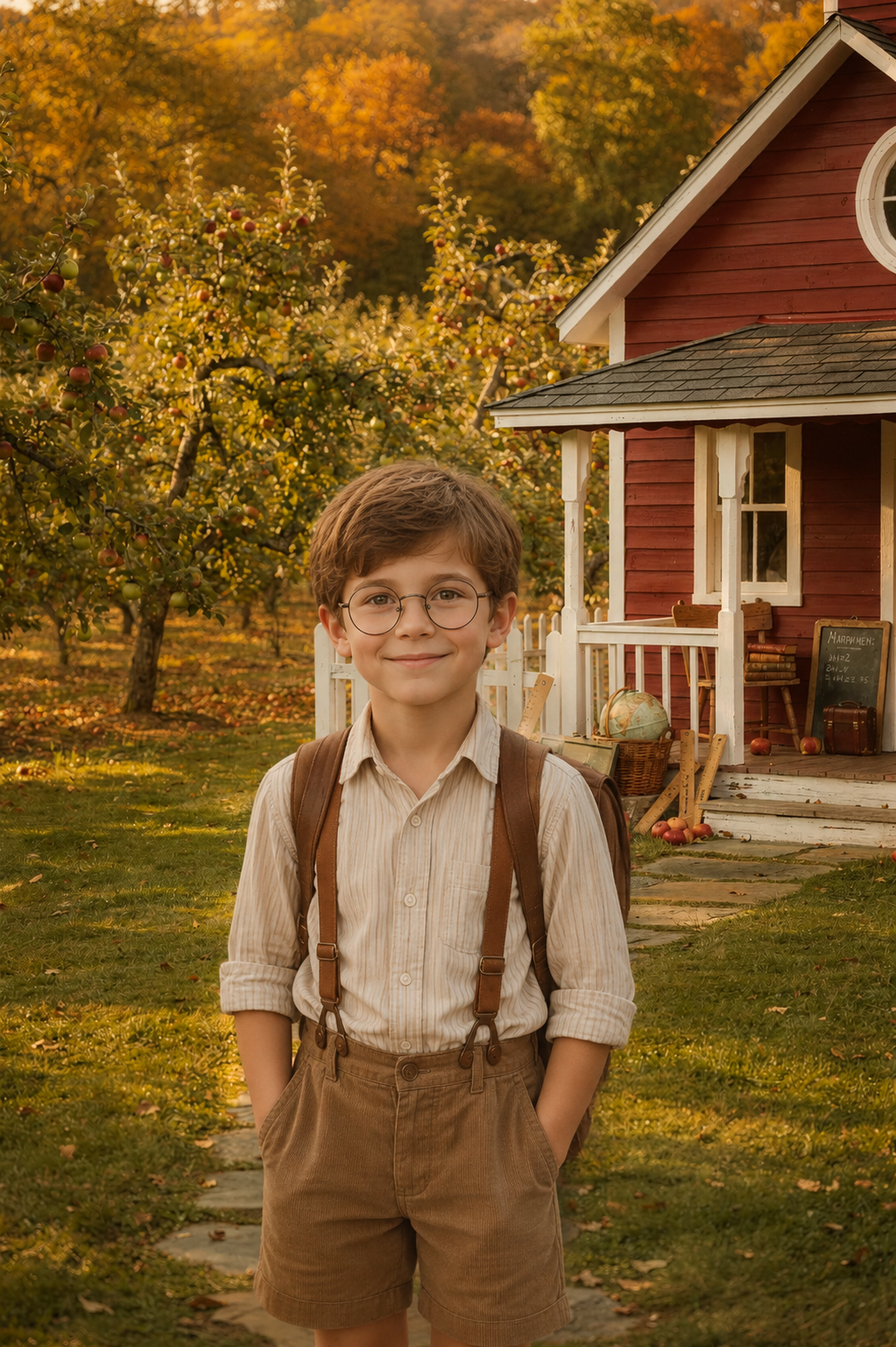 30 Back to School Apple Orchard Digital Backdrop Bundle, Fall School Portrait Background, Kindergarten Photography Prop, JPG Download - Thumbnail 7