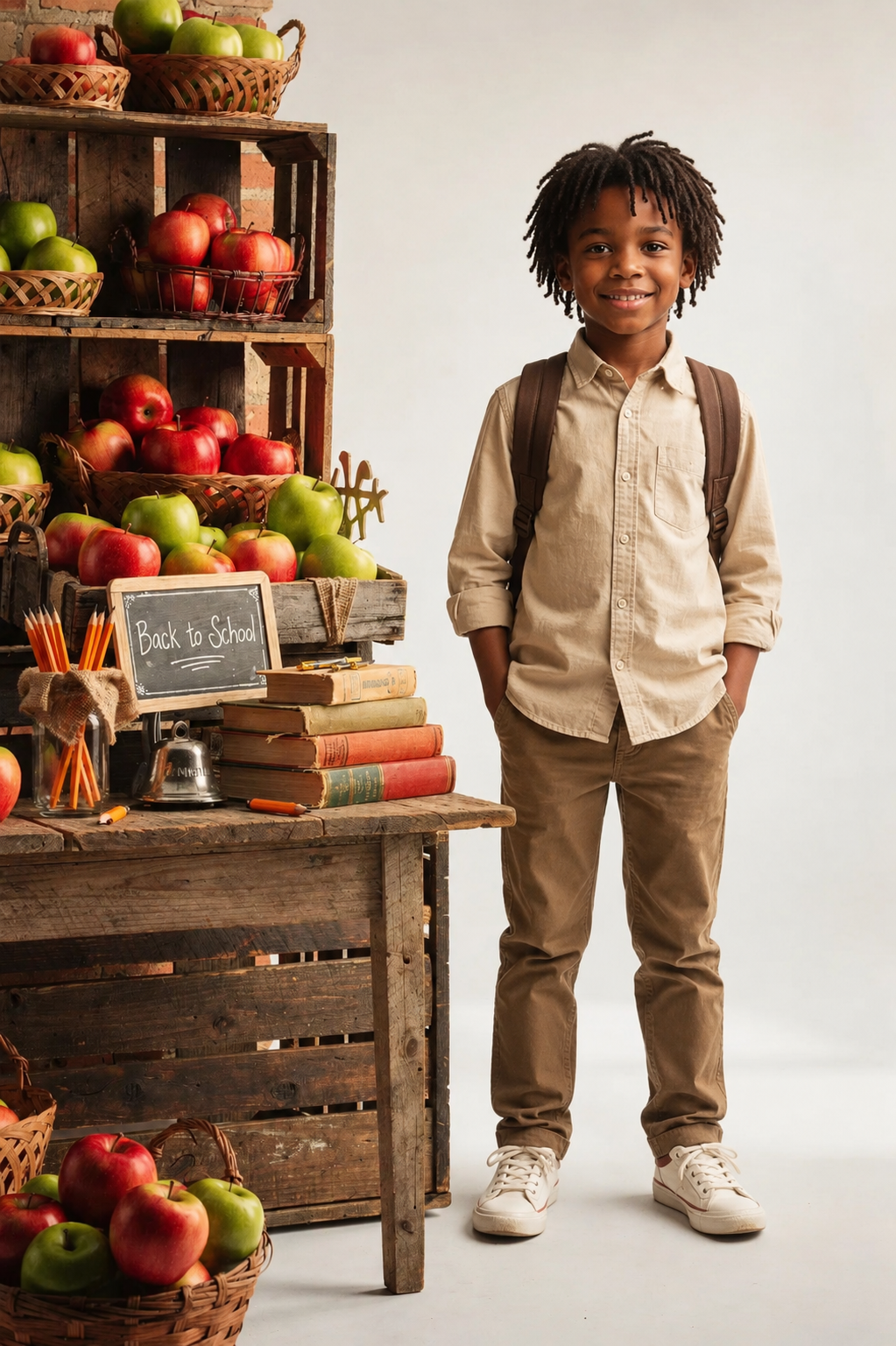 30 Back to School Apple Orchard Digital Backdrop Bundle, Fall School Portrait Background, Kindergarten Photography Prop, JPG Download - Thumbnail 8