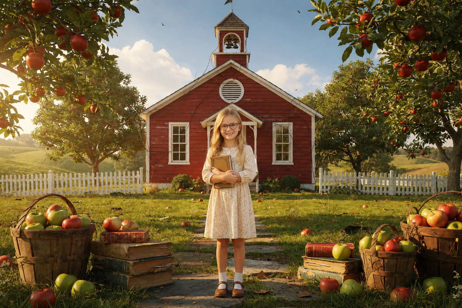 30 Back to School Apple Orchard Digital Backdrop Bundle, Fall School Portrait Background, Kindergarten Photography Prop, JPG Download - Thumbnail 11