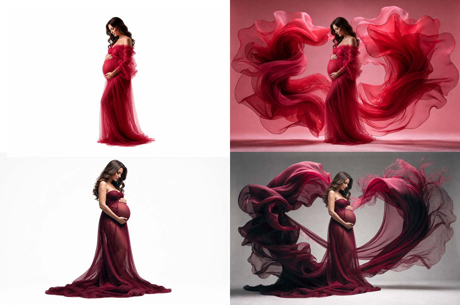 40 Red & Pink Maternity Digital Backdrops, Flowing Draped Fabric Photography Backgrounds, Maternity Photo Props, Studio Backdrops, JPG - Thumbnail 2