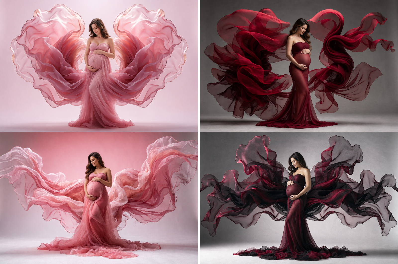 40 Red & Pink Maternity Digital Backdrops, Flowing Draped Fabric Photography Backgrounds, Maternity Photo Props, Studio Backdrops, JPG - Thumbnail 4