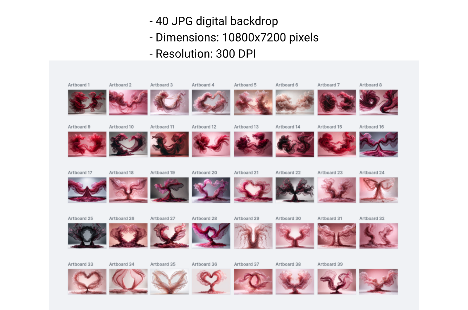 40 Red & Pink Maternity Digital Backdrops, Flowing Draped Fabric Photography Backgrounds, Maternity Photo Props, Studio Backdrops, JPG - Thumbnail 5