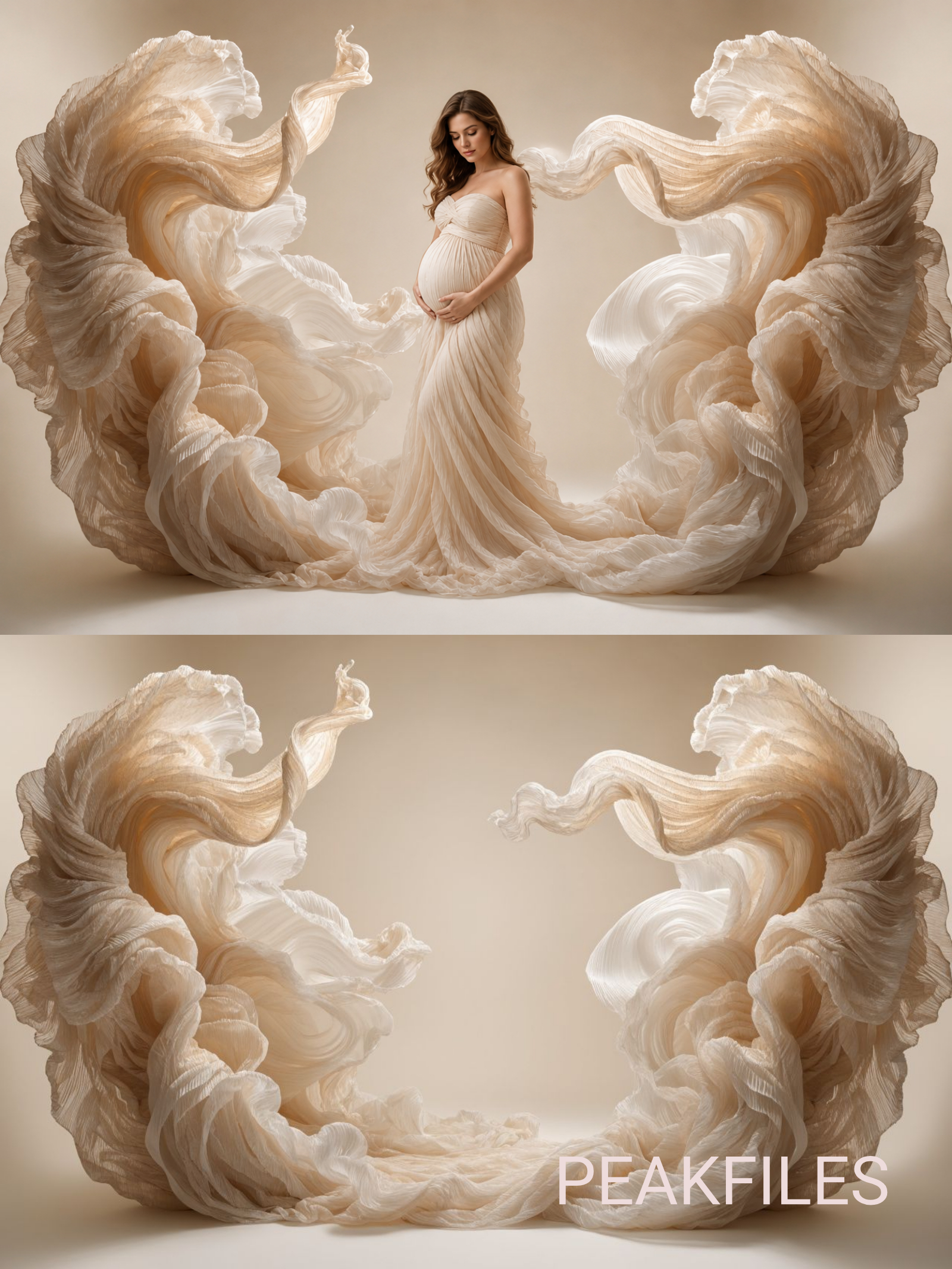 35 Ivory Draped Maternity Backdrops, Cream Fabric Pregnancy Backgrounds, Elegant Flowing Cloth Photoshop Overlays,  Photo Backdrop Bundle - Thumbnail 2