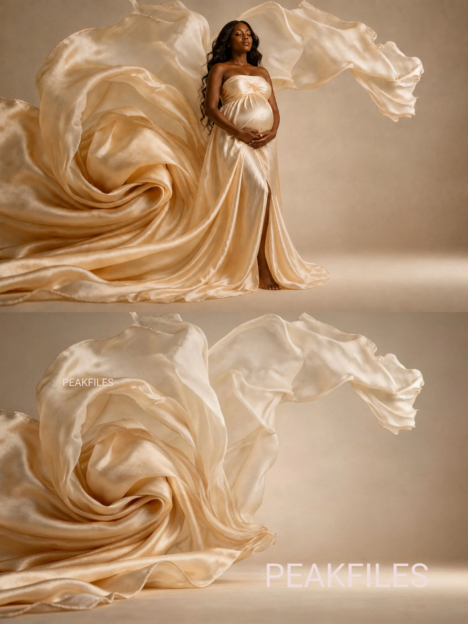 35 Ivory Draped Maternity Backdrops, Cream Fabric Pregnancy Backgrounds, Elegant Flowing Cloth Photoshop Overlays,  Photo Backdrop Bundle - Thumbnail 3