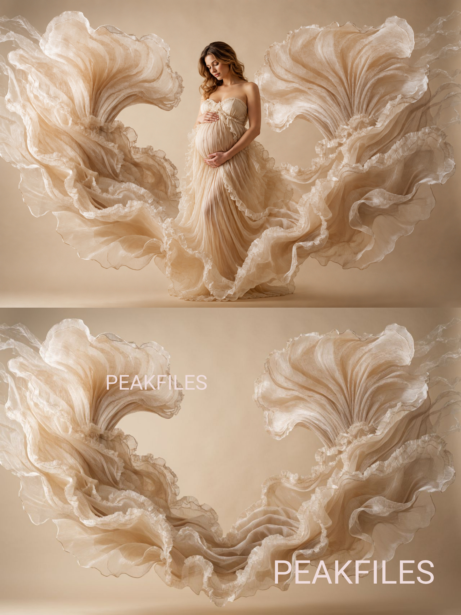 35 Ivory Draped Maternity Backdrops, Cream Fabric Pregnancy Backgrounds, Elegant Flowing Cloth Photoshop Overlays,  Photo Backdrop Bundle - Thumbnail 5