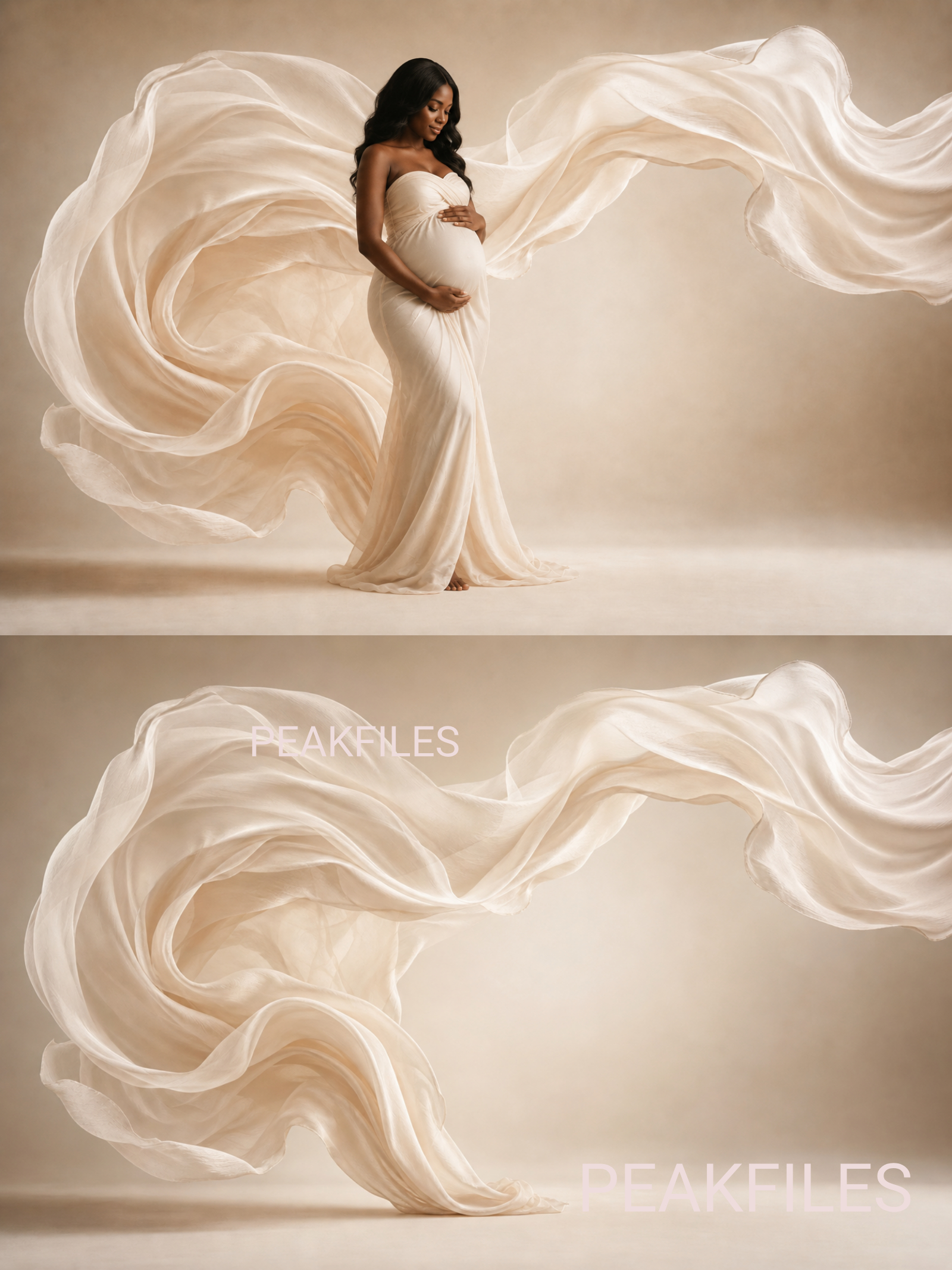 35 Ivory Draped Maternity Backdrops, Cream Fabric Pregnancy Backgrounds, Elegant Flowing Cloth Photoshop Overlays,  Photo Backdrop Bundle - Thumbnail 6