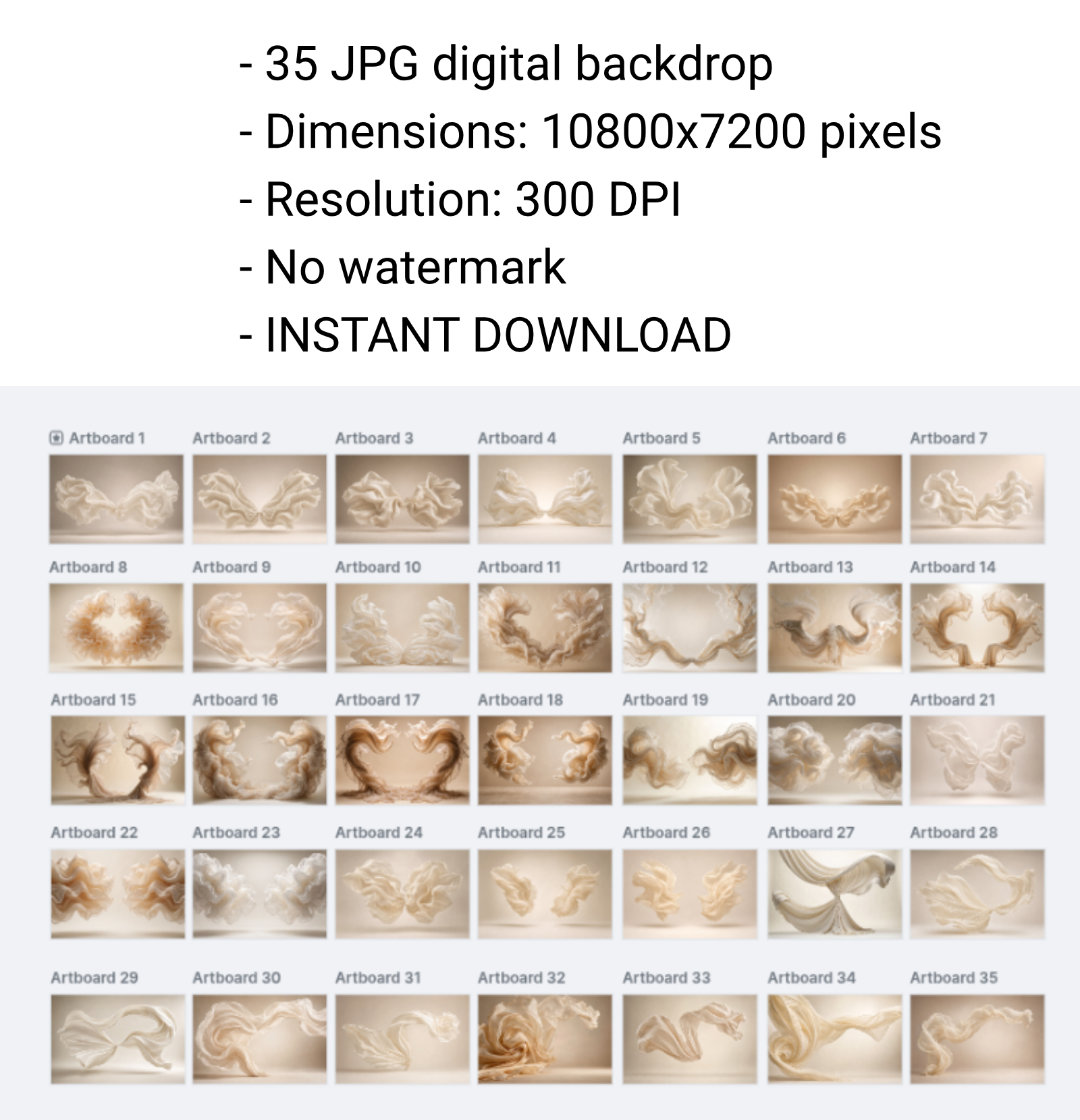 35 Ivory Draped Maternity Backdrops, Cream Fabric Pregnancy Backgrounds, Elegant Flowing Cloth Photoshop Overlays,  Photo Backdrop Bundle - Thumbnail 7