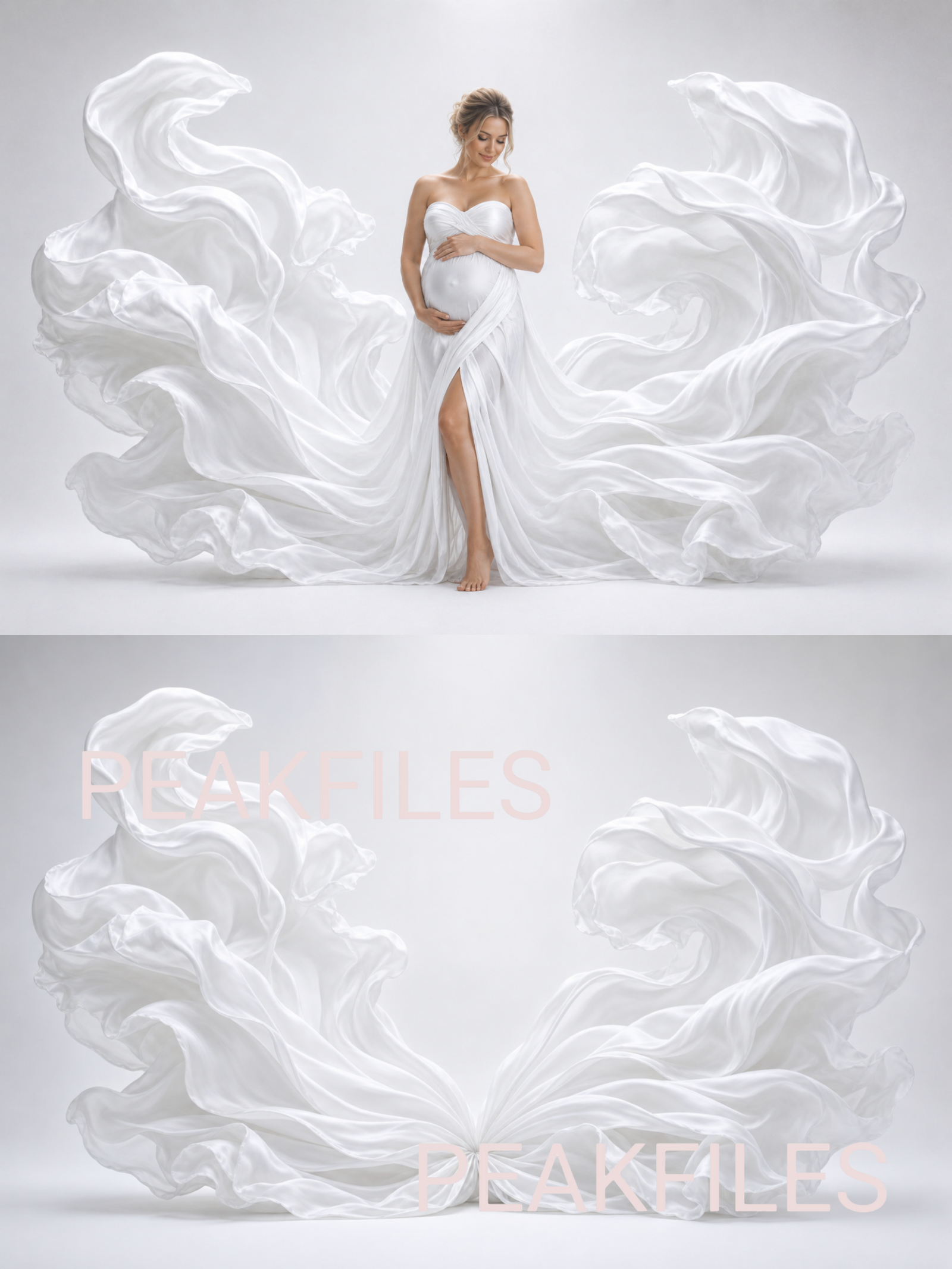 30 White Draped Fabric Maternity Backdrops, White Pregnancy Digital Background Bundle, Elegant Portrait Backdrops - Thumbnail 2