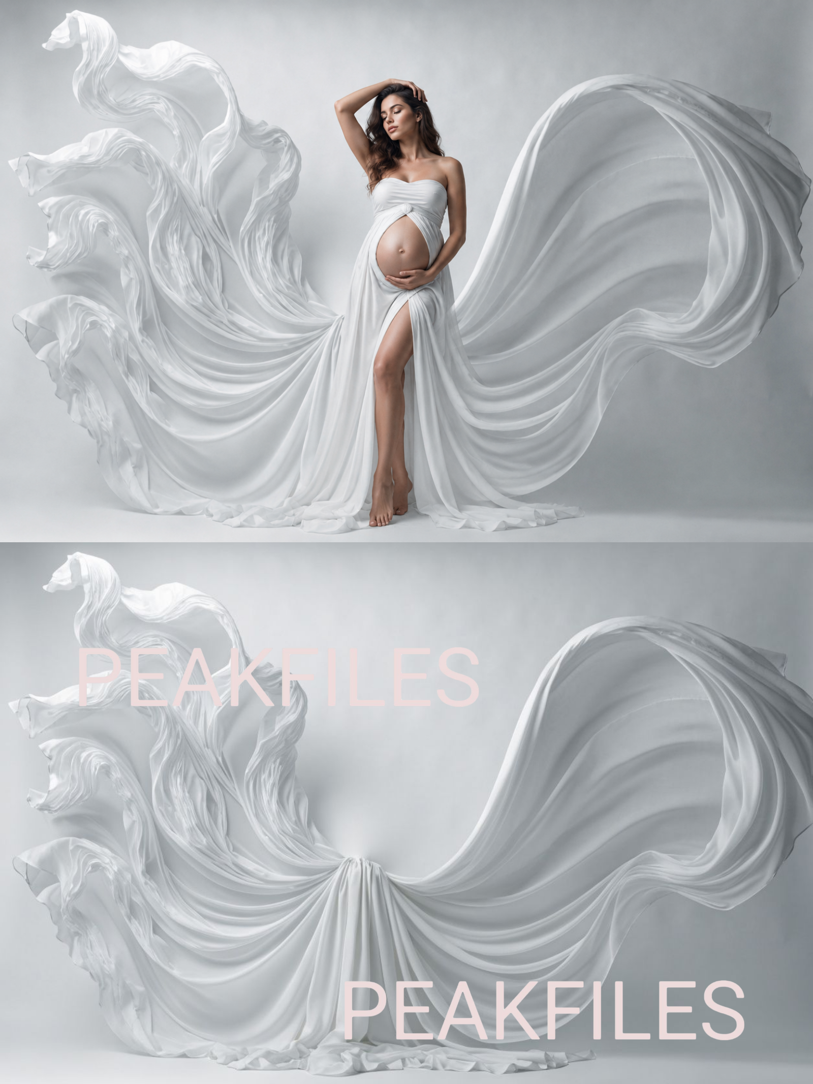 30 White Draped Fabric Maternity Backdrops, White Pregnancy Digital Background Bundle, Elegant Portrait Backdrops - Thumbnail 3