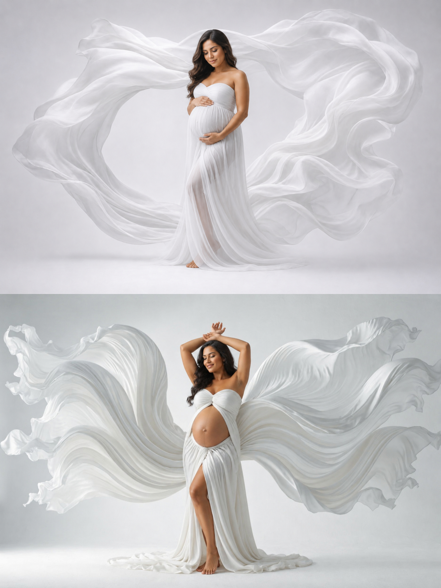 30 White Draped Fabric Maternity Backdrops, White Pregnancy Digital Background Bundle, Elegant Portrait Backdrops - Thumbnail 4