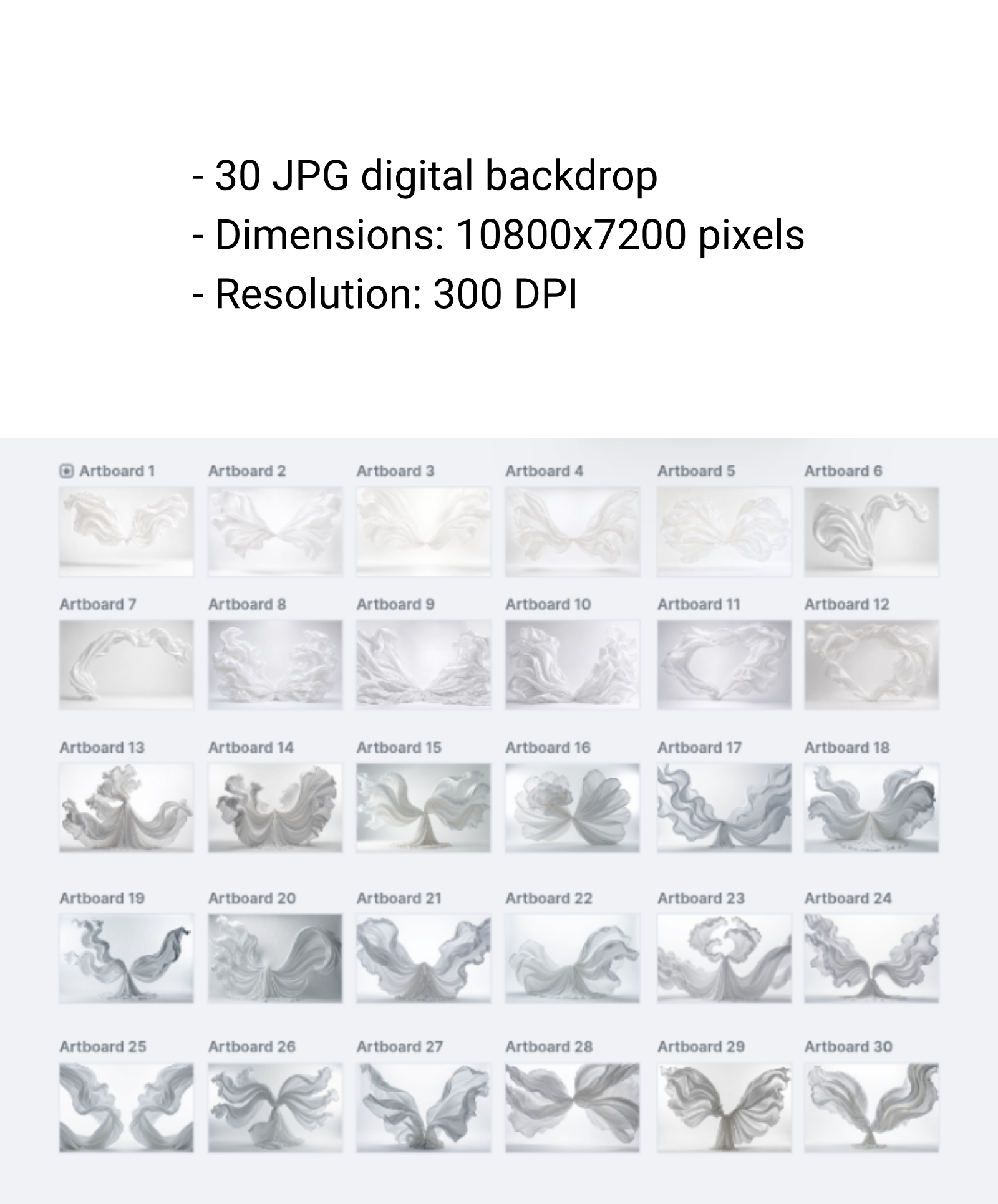 30 White Draped Fabric Maternity Backdrops, White Pregnancy Digital Background Bundle, Elegant Portrait Backdrops - Thumbnail 6