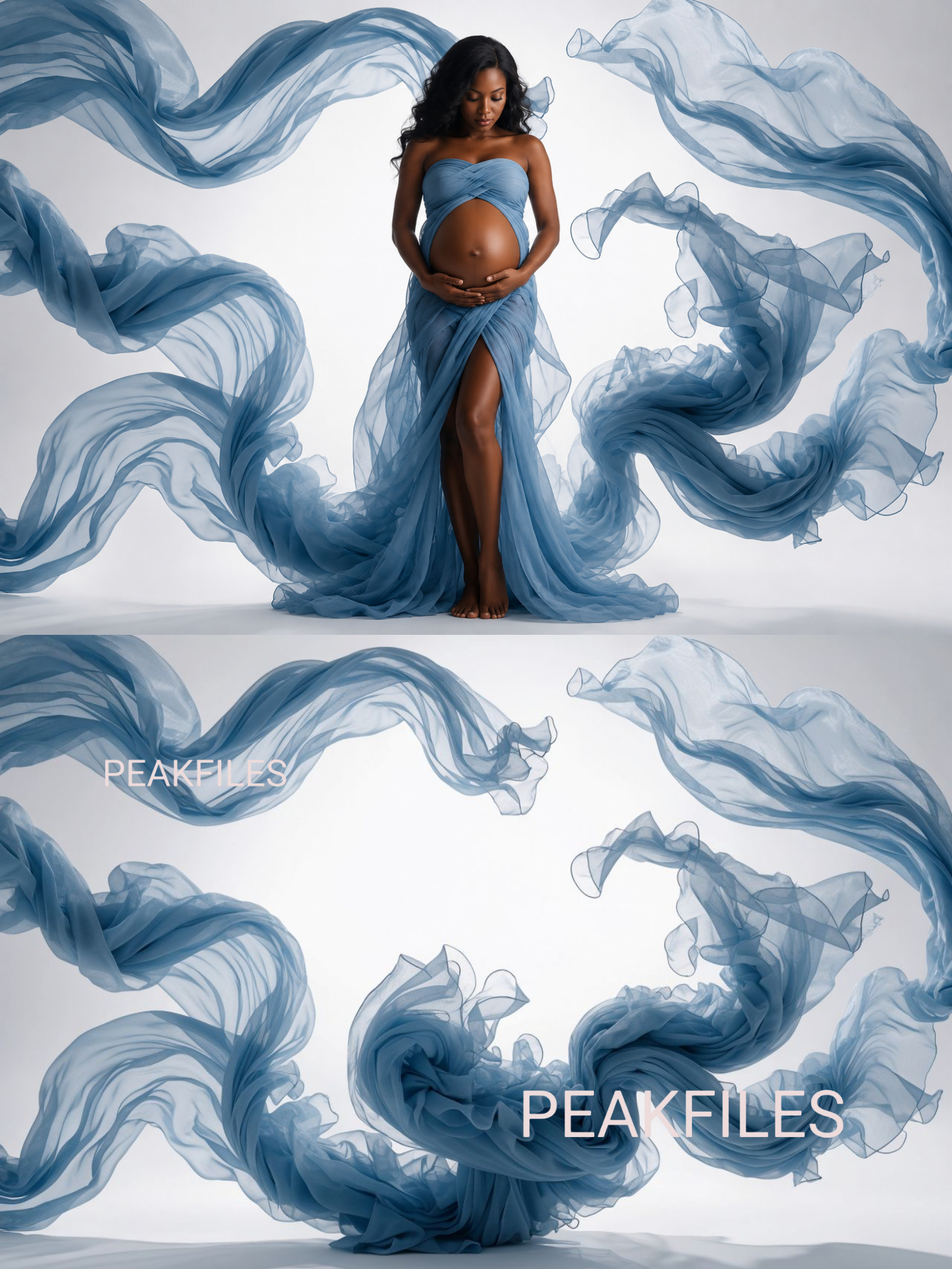 40 Navy & Blue Fabric Maternity Backdrops, Flowing Fabric Pregnancy Backgrounds, Digital Portrait Backdrops, JPG Download - Thumbnail 3
