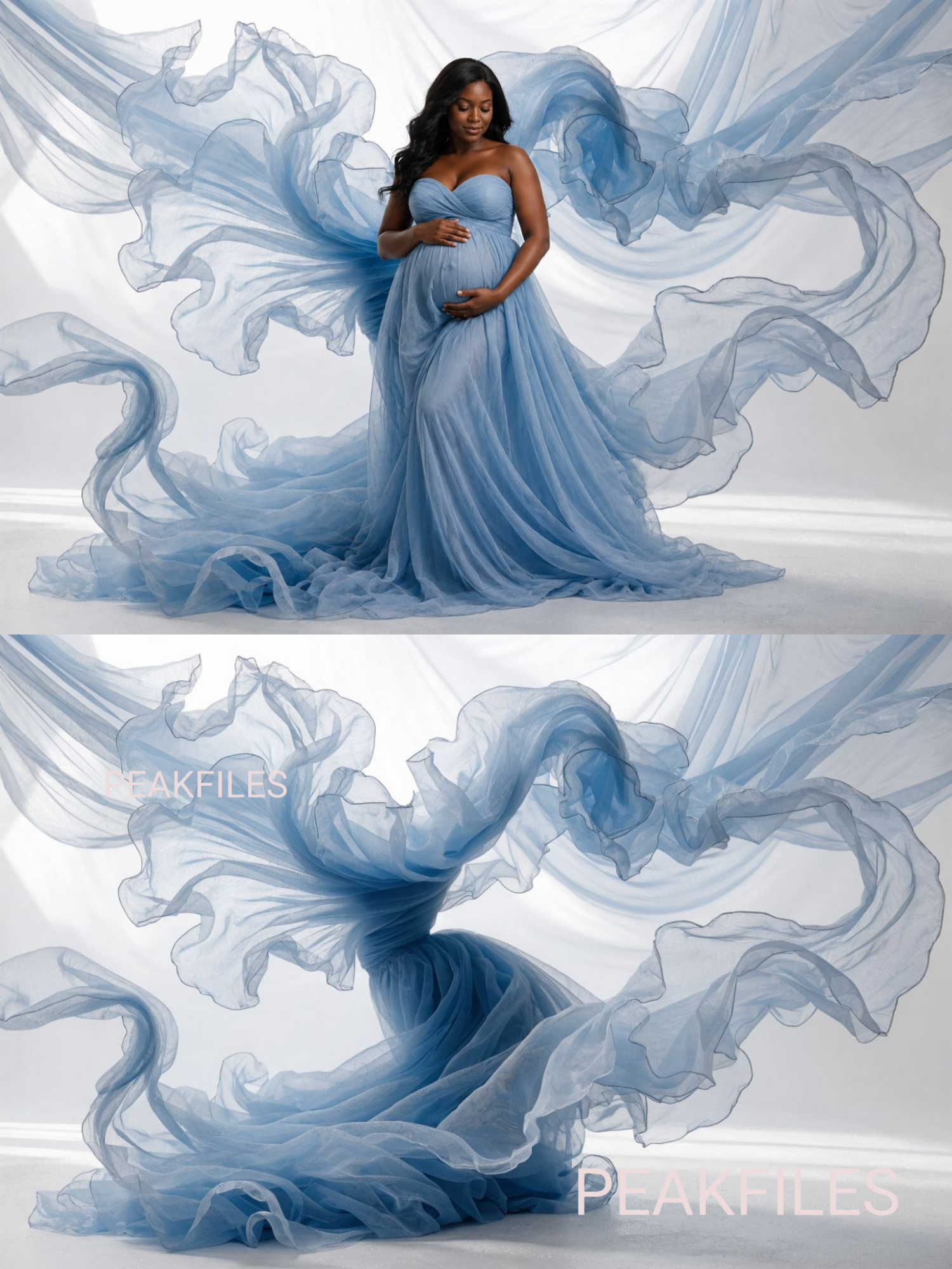 40 Navy & Blue Fabric Maternity Backdrops, Flowing Fabric Pregnancy Backgrounds, Digital Portrait Backdrops, JPG Download - Thumbnail 4