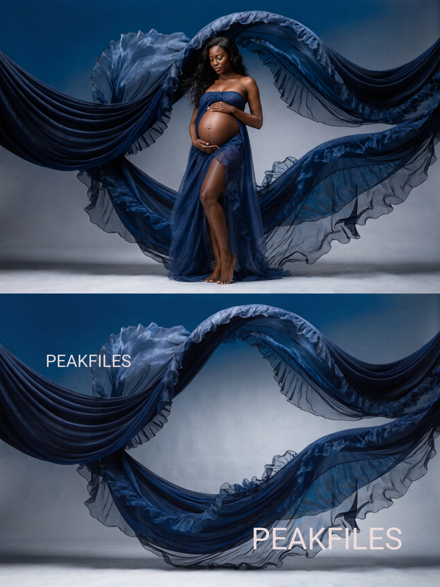 40 Navy & Blue Fabric Maternity Backdrops, Flowing Fabric Pregnancy Backgrounds, Digital Portrait Backdrops, JPG Download - Thumbnail 5